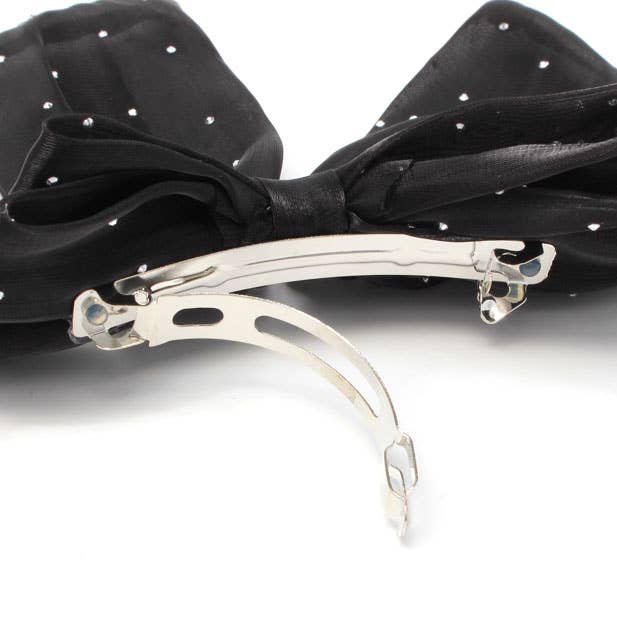 Black Diamante Bow Hair Clip