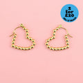 Beaded Heart Hoop Earrings (Gold Plated)