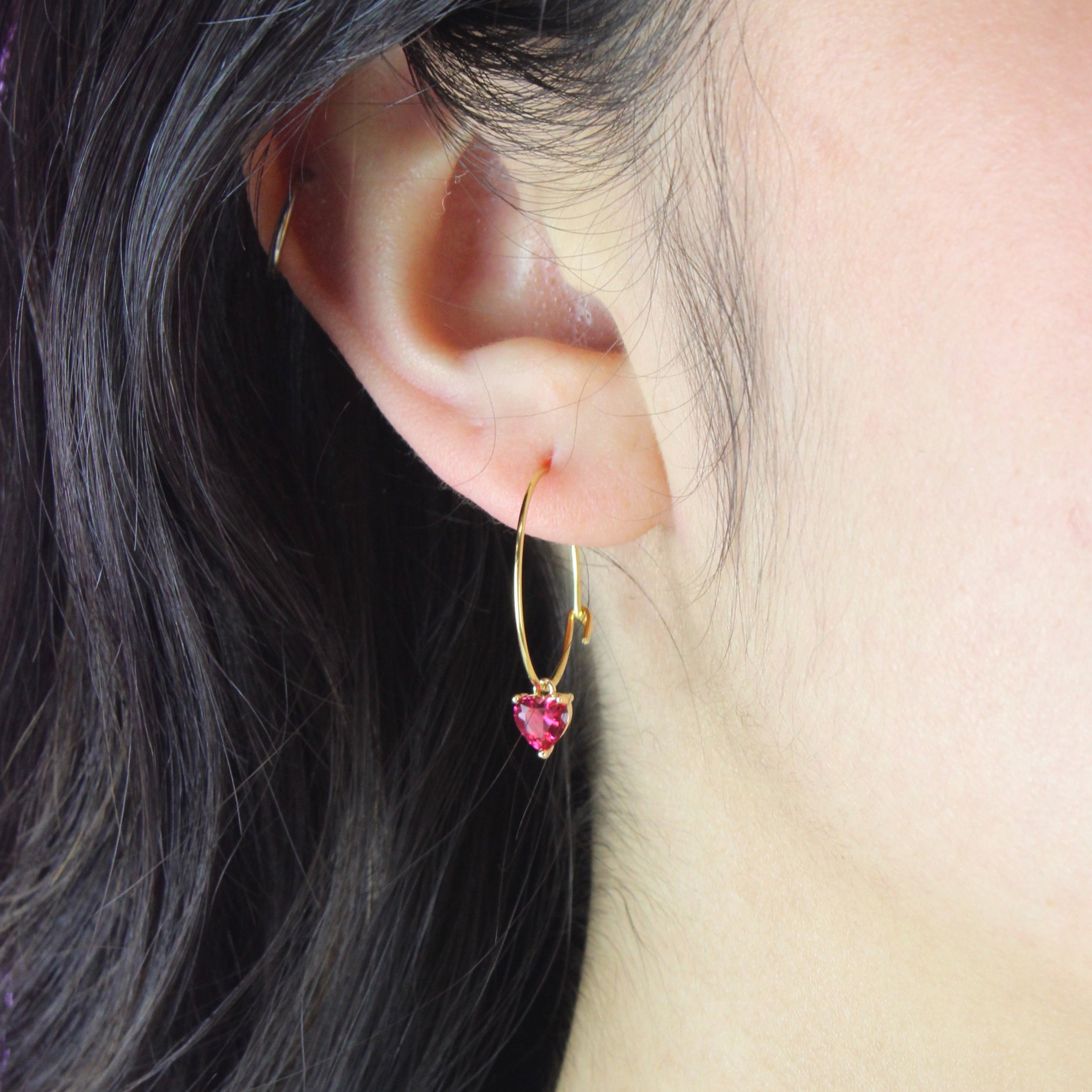 Bejewelled Heart Hoop Earrings