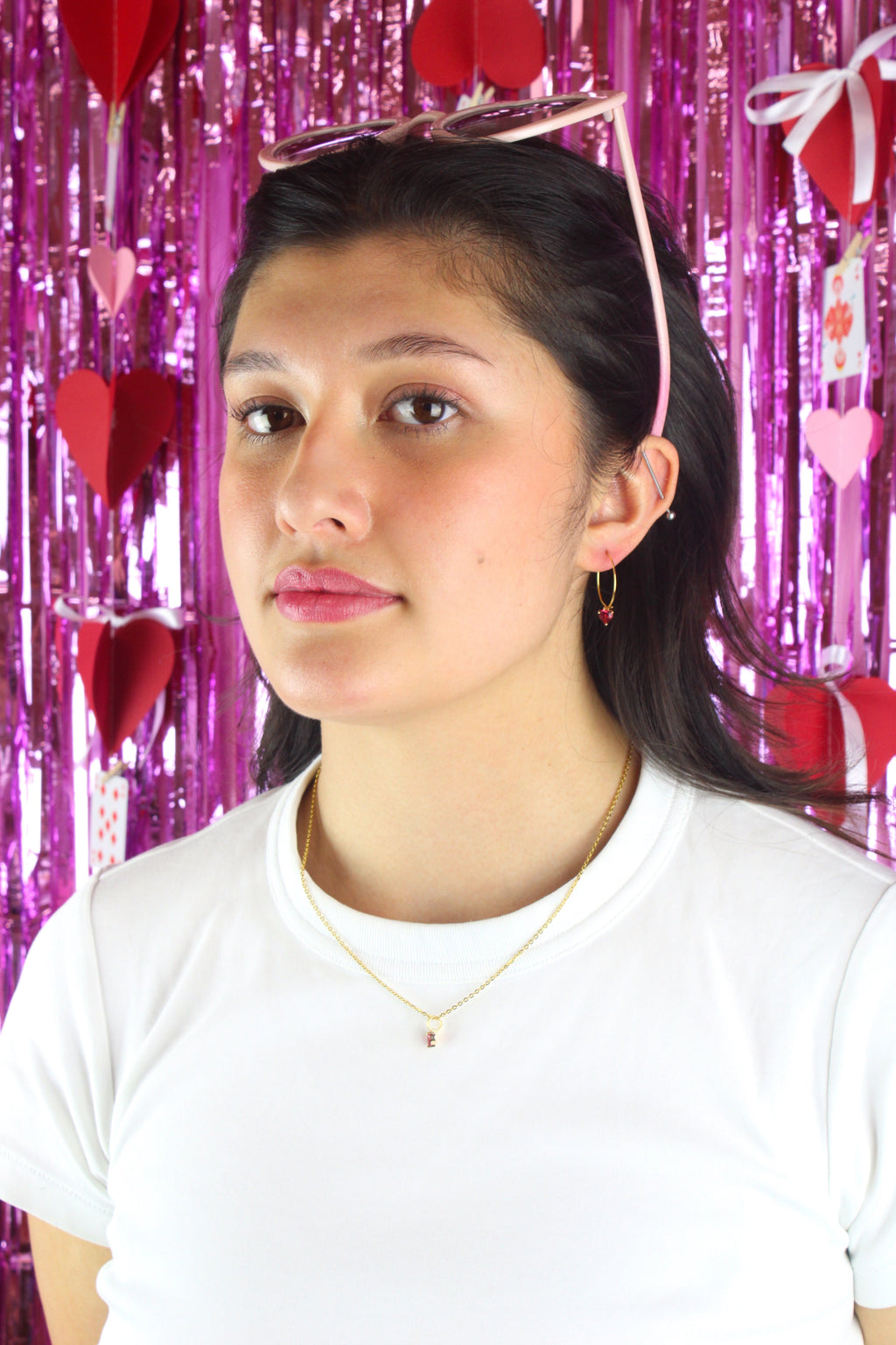 Bejewelled Heart Hoop Earrings