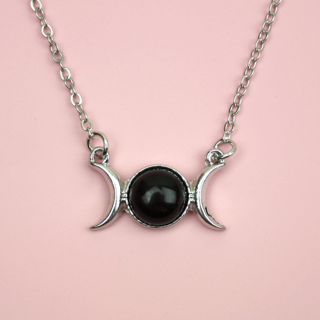 Black Agate Moon Necklace