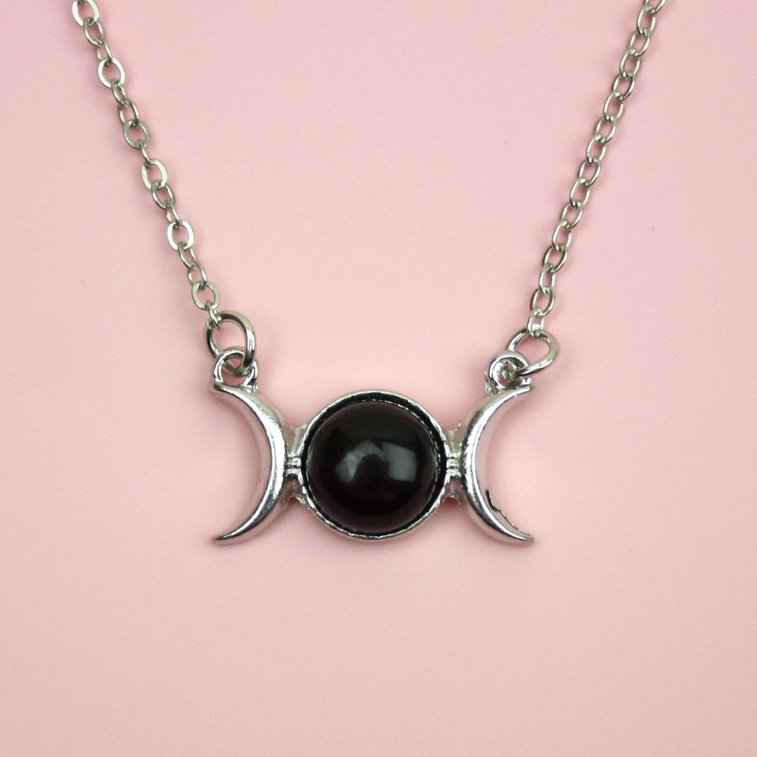 Black Agate Moon Necklace
