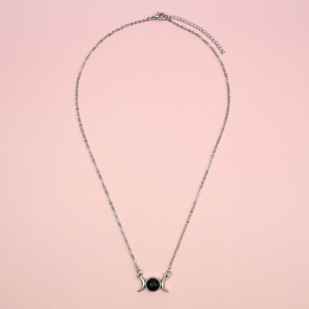 Black Agate Moon Necklace