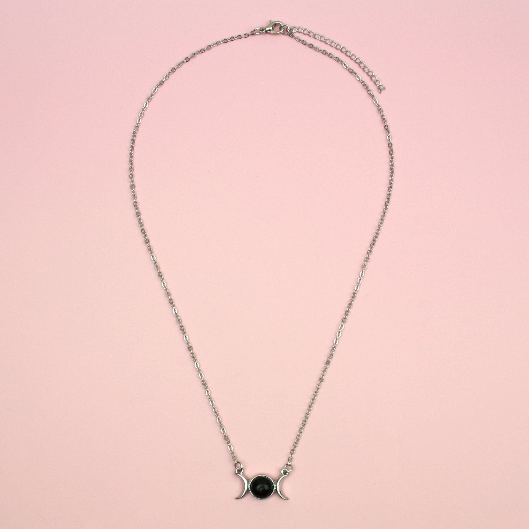 Black Agate Moon Necklace