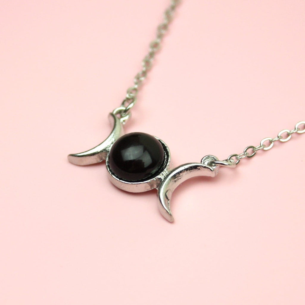 Black Agate Moon Necklace
