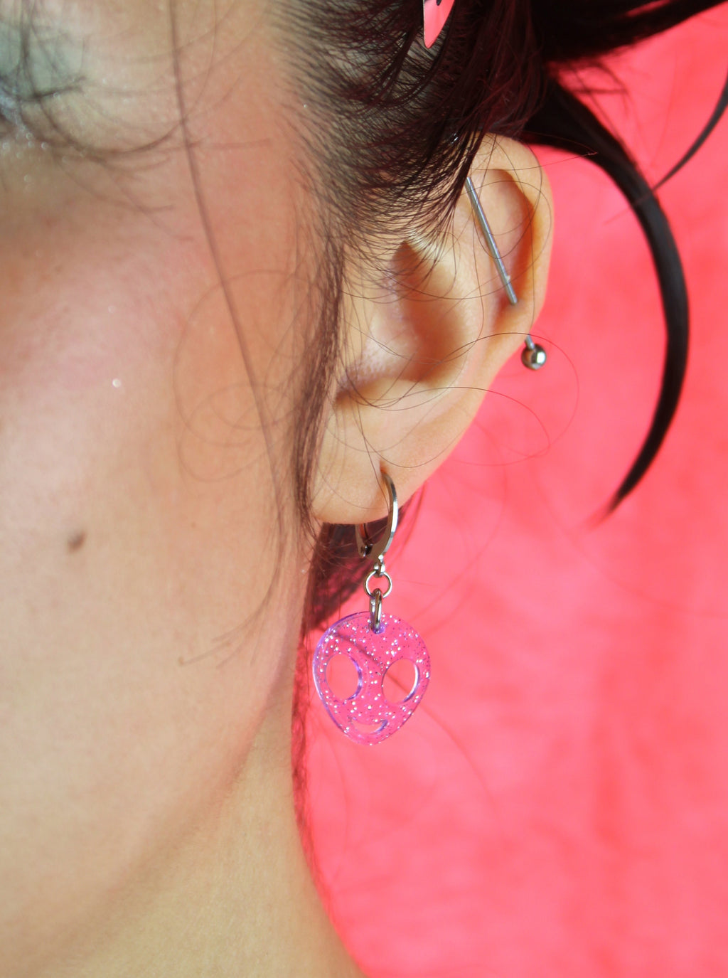 Beam Me Up! Alien Huggie Hoop Earrings