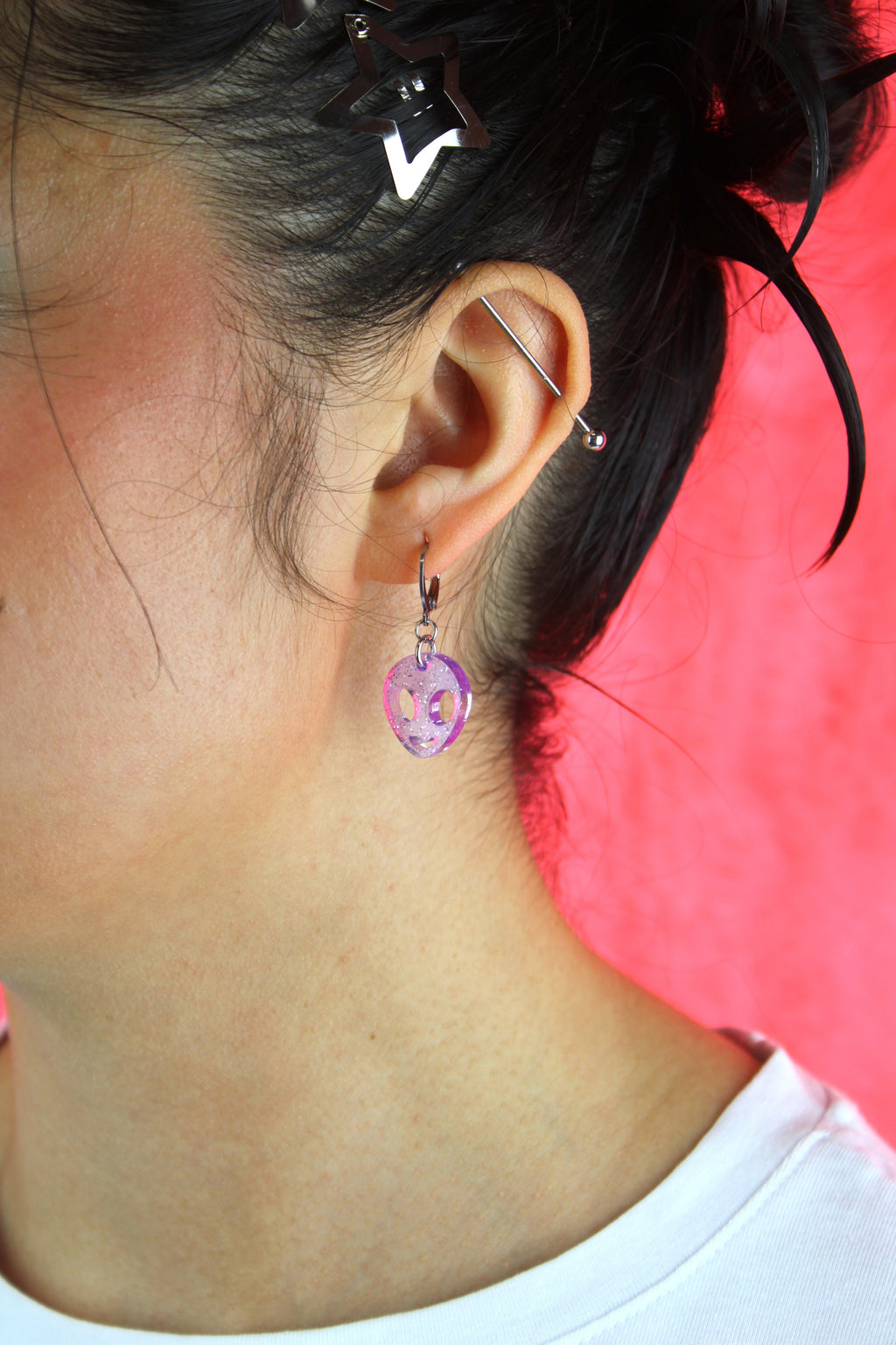 Beam Me Up! Alien Huggie Hoop Earrings