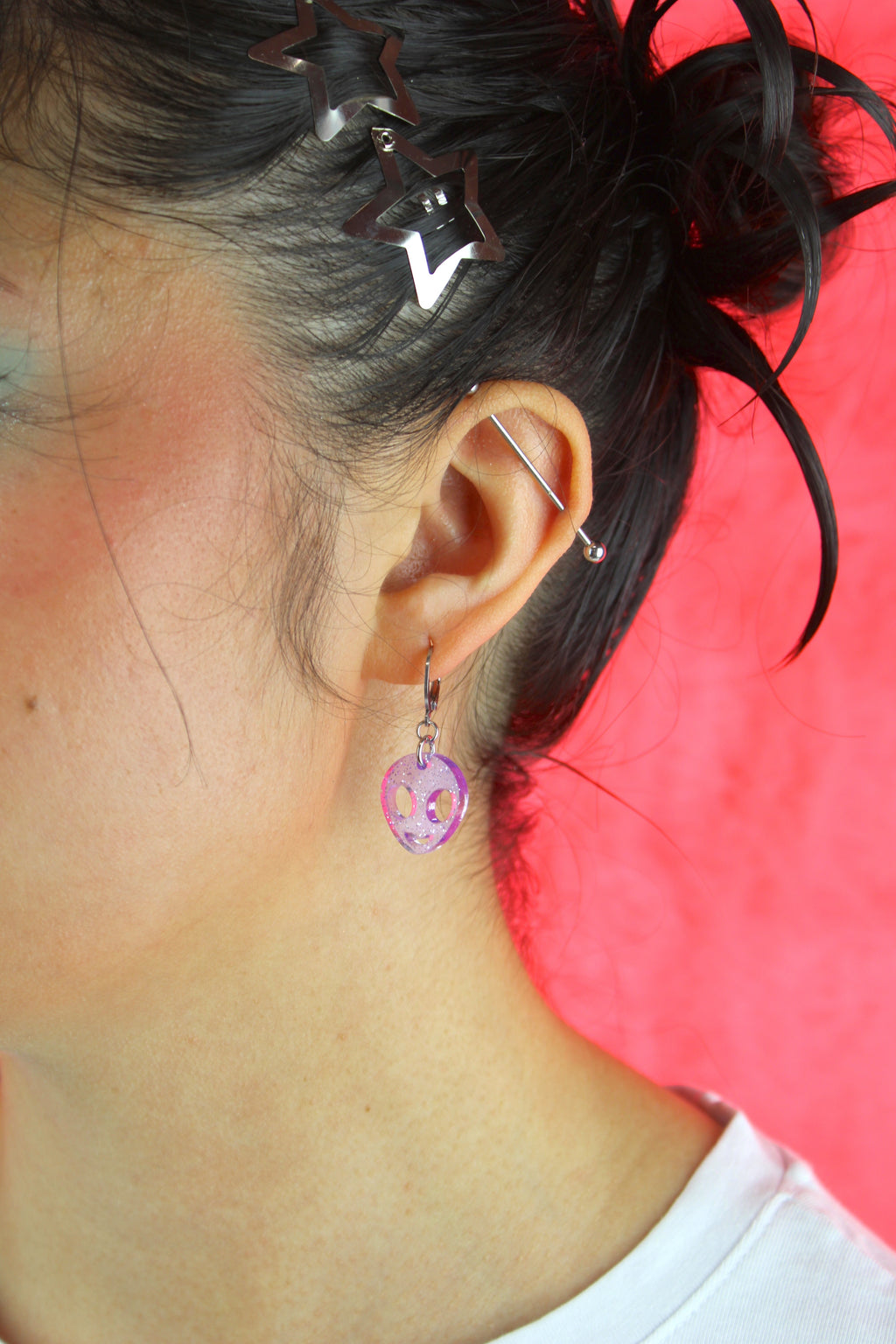 Beam Me Up! Alien Huggie Hoop Earrings