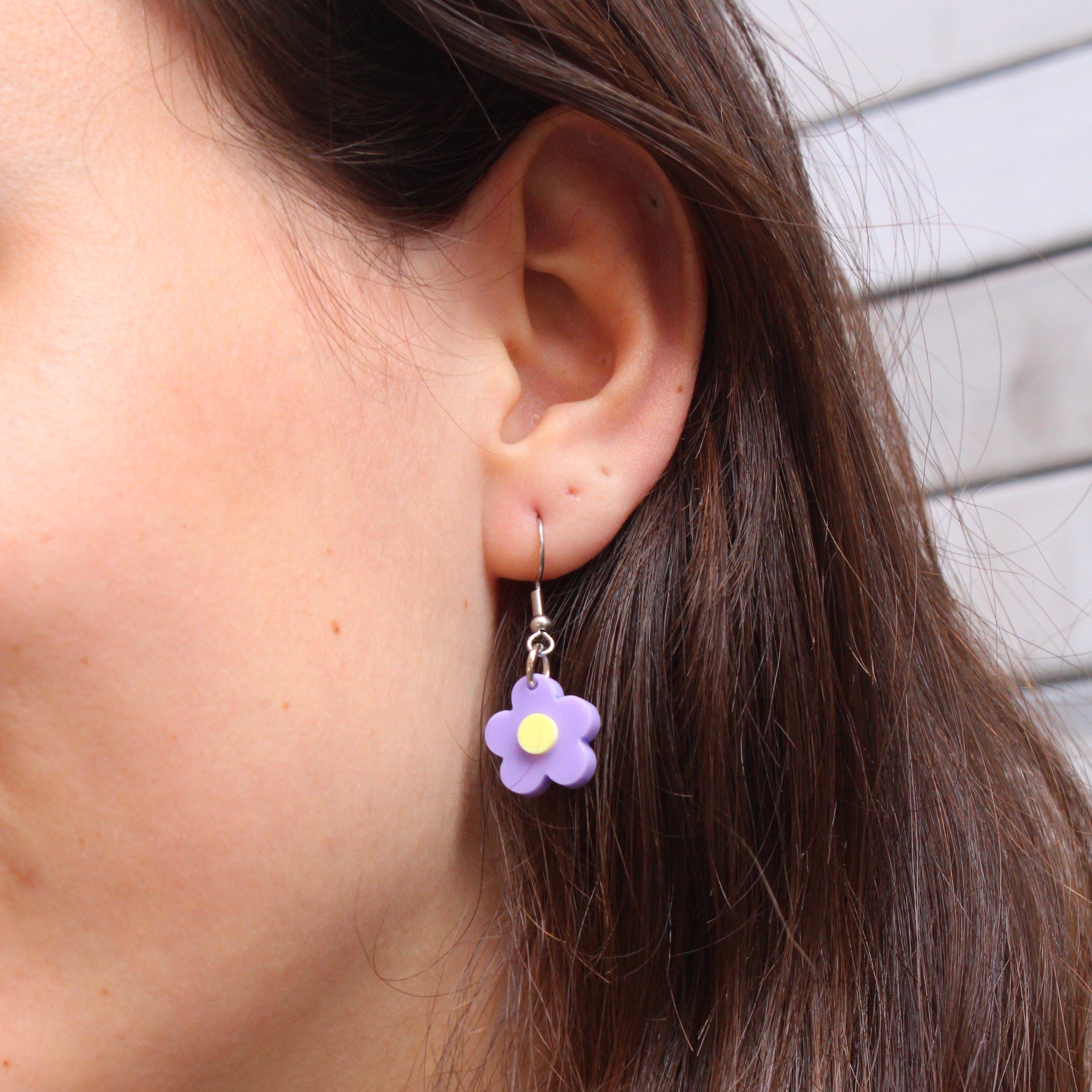 Blooming Botanicals Flower Earrings (Purple)