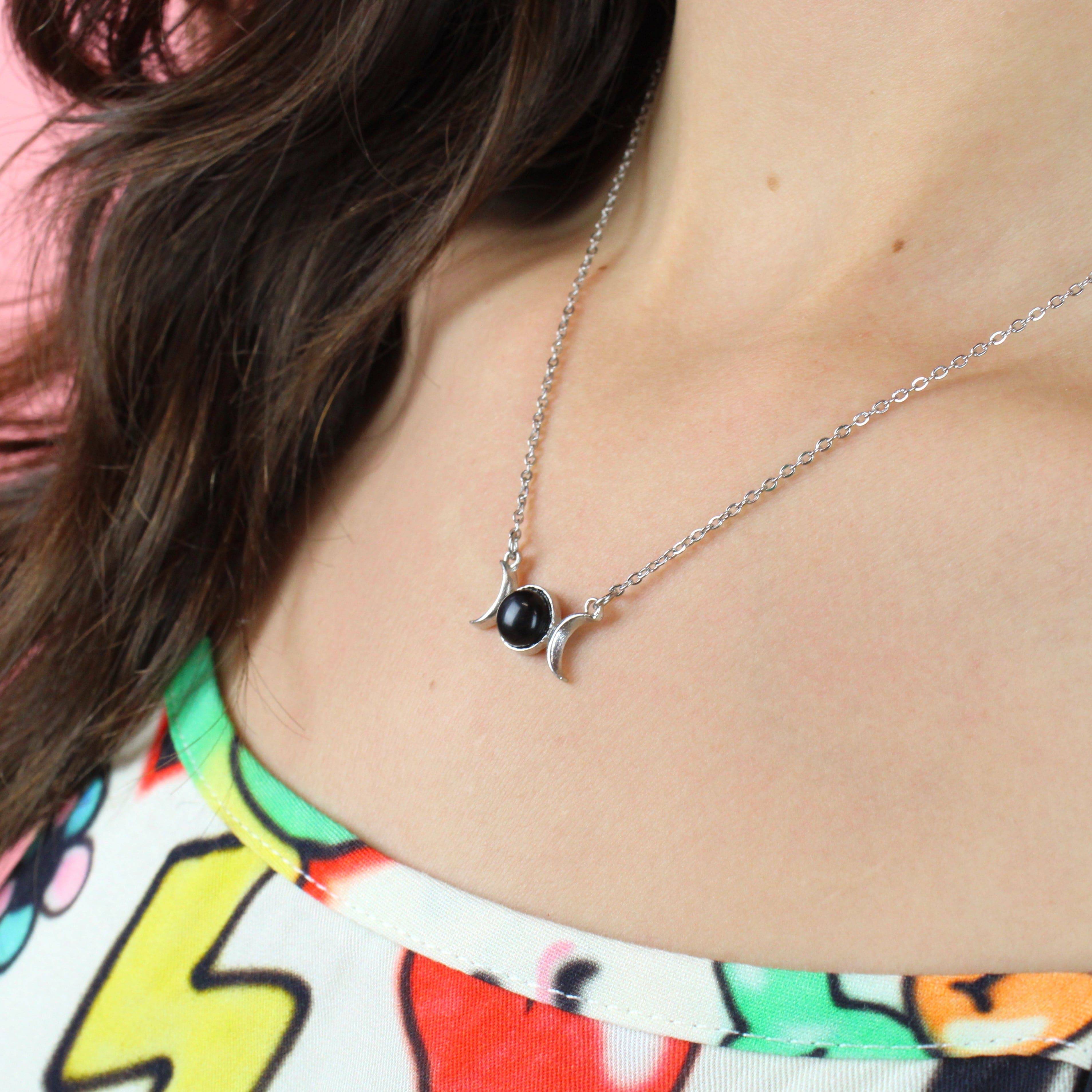 Black Agate Moon Necklace