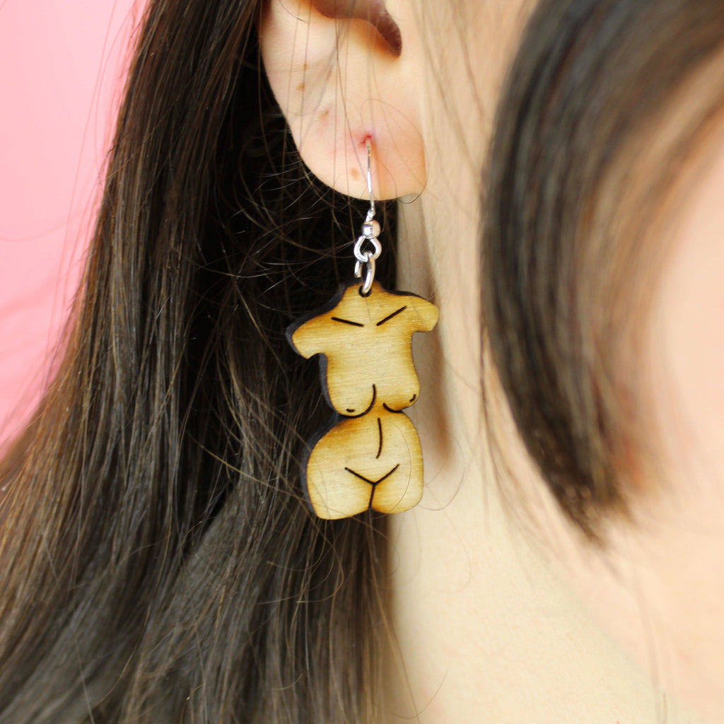 Birch Wood Birthday Suit Earrings