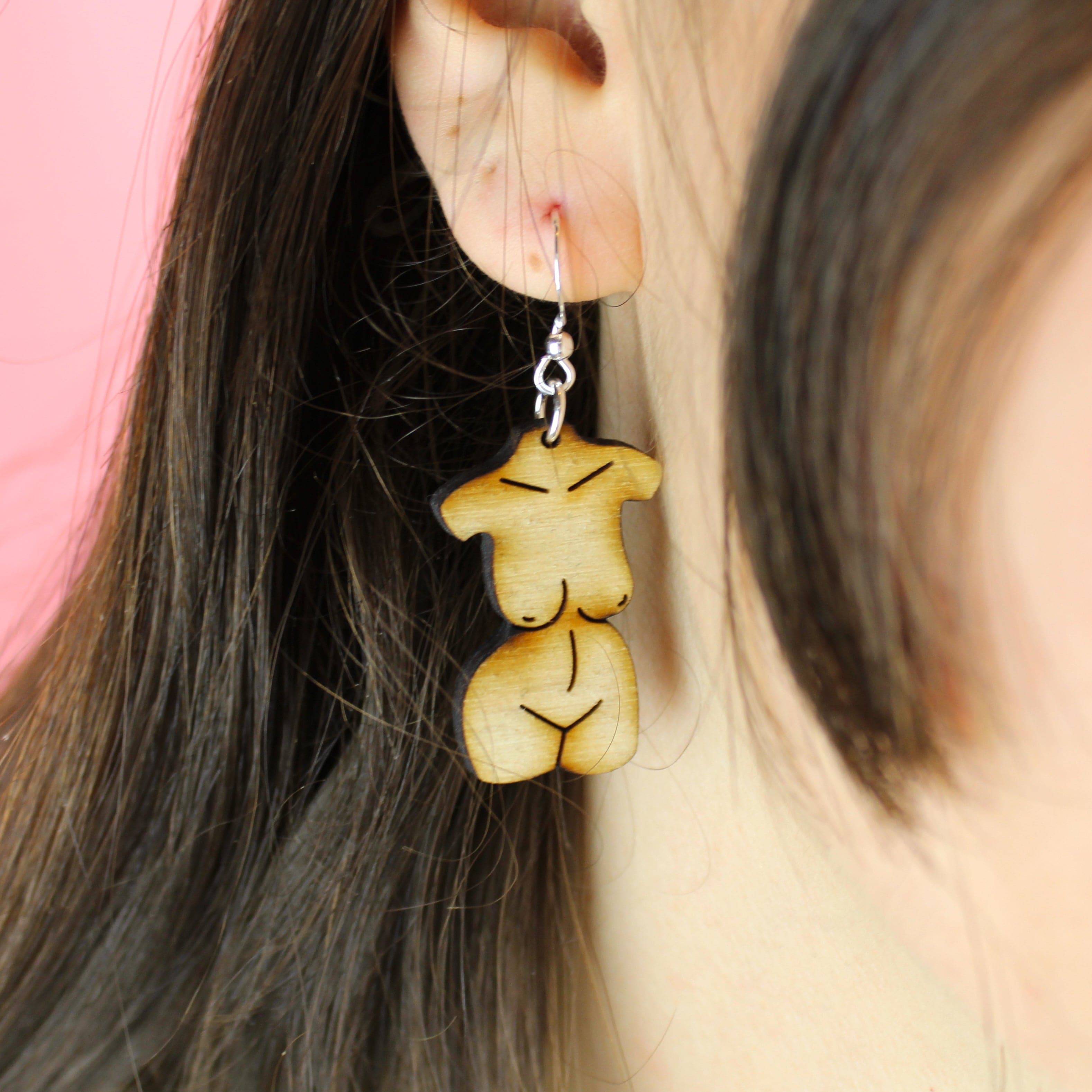 Birch Wood Birthday Suit Earrings