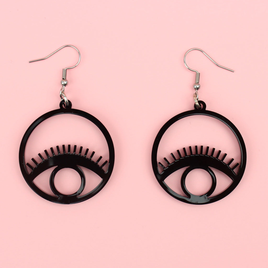 Black Circle Eye Earrings
