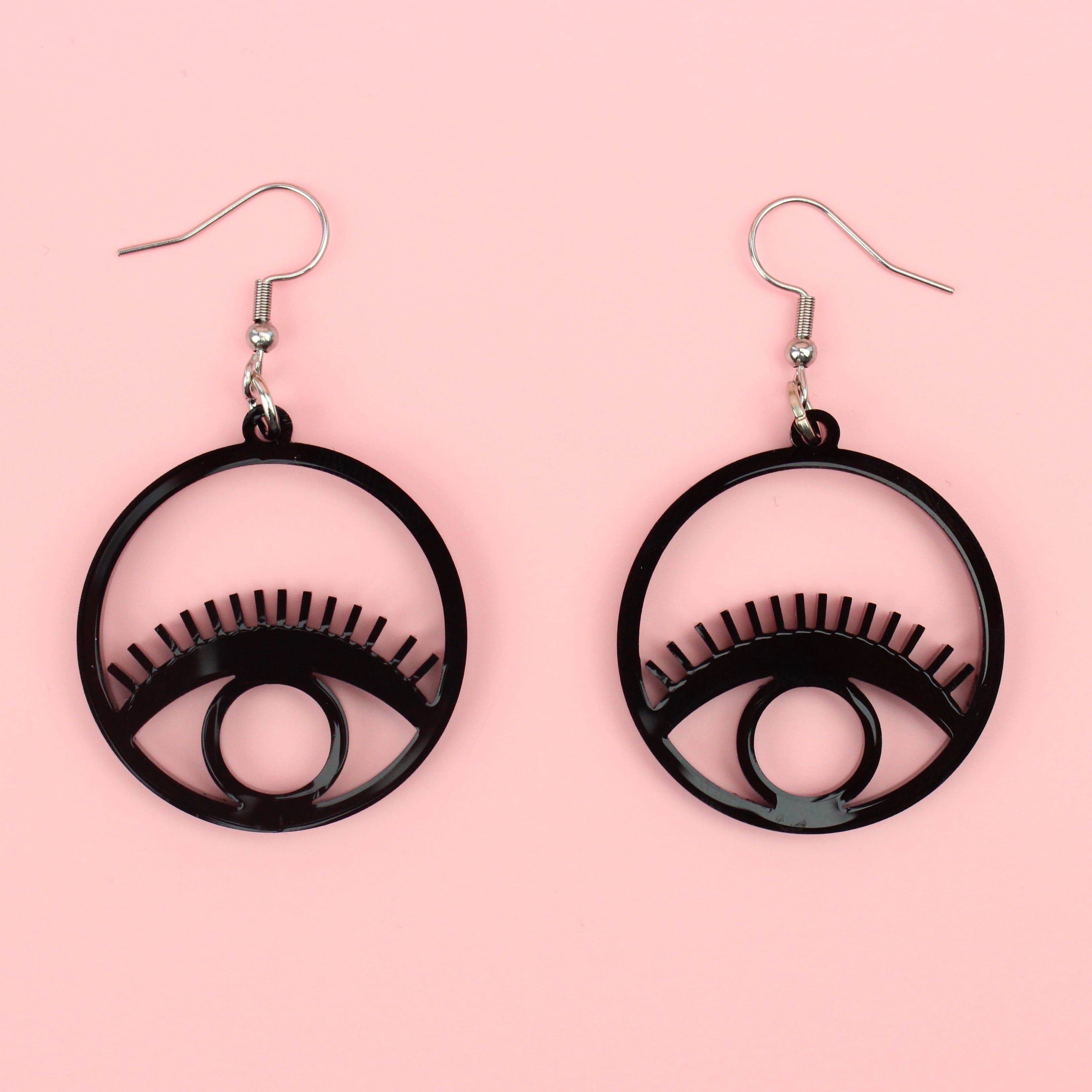 Black Circle Eye Earrings