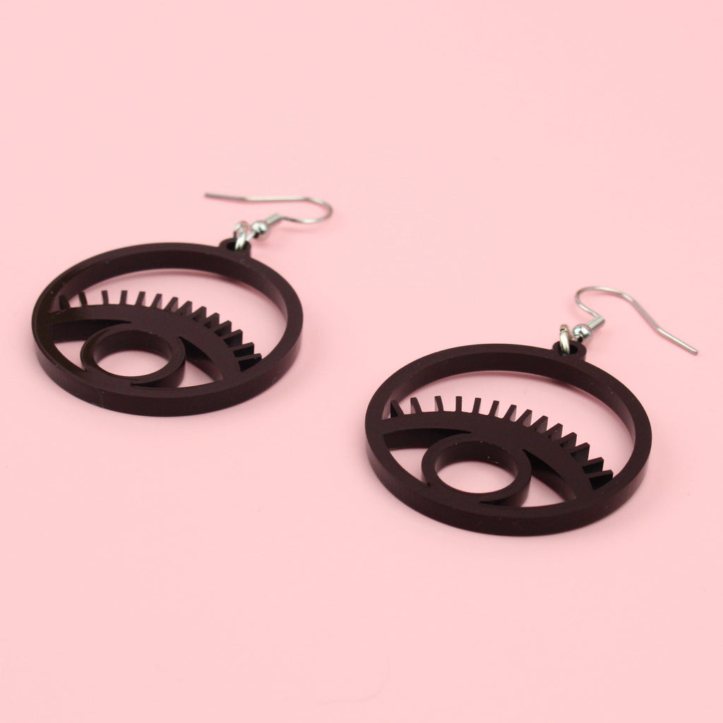 Black Circle Eye Earrings
