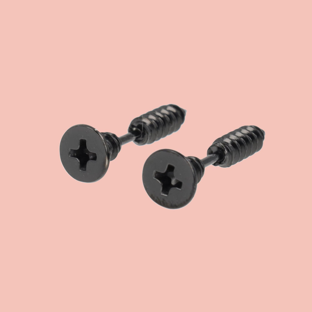 Black Screw Earrings