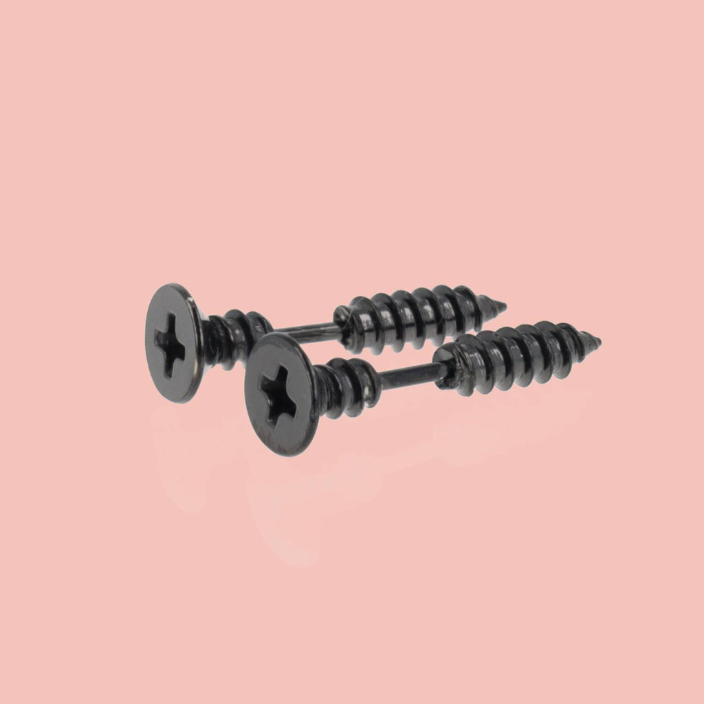 Black Screw Earrings