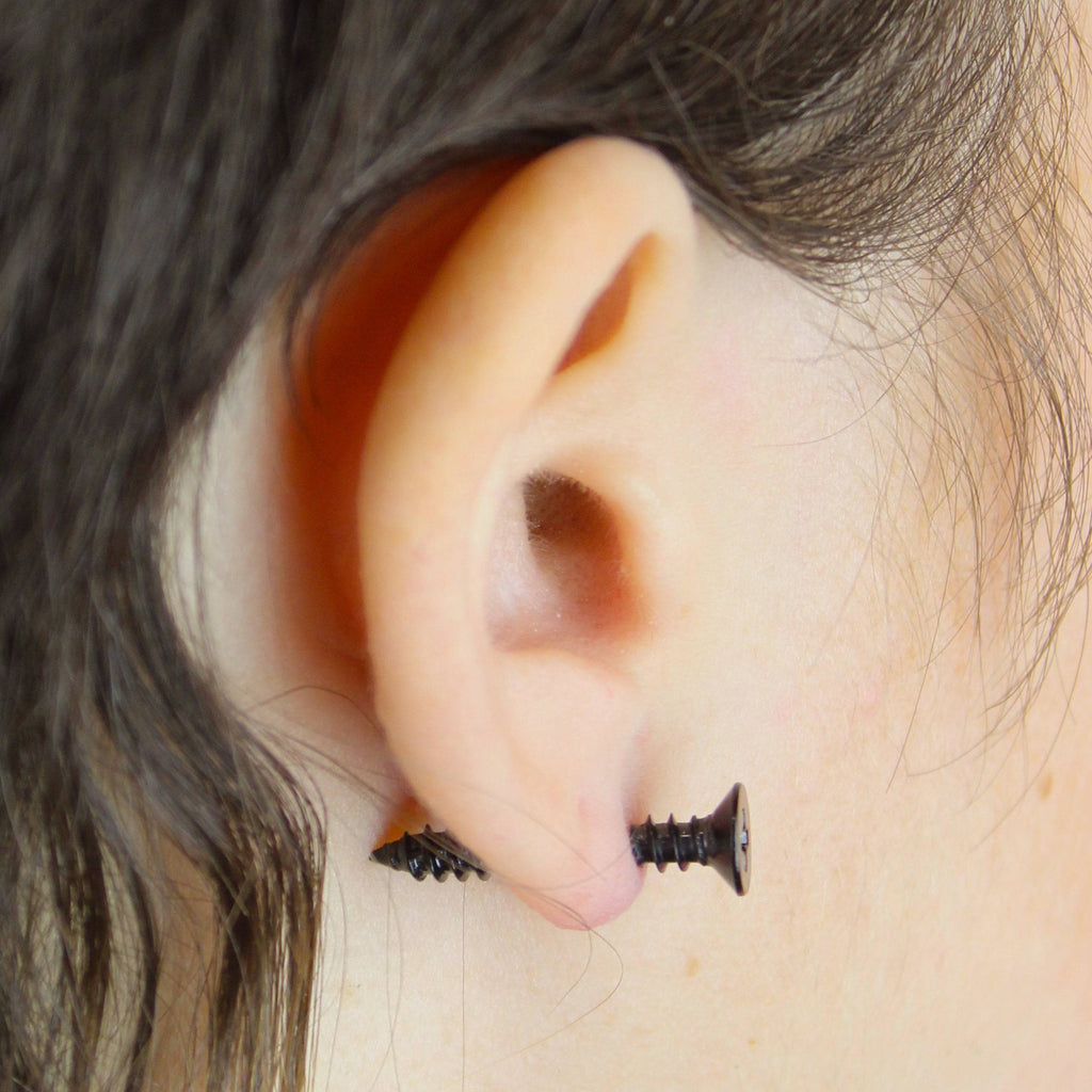 Black Screw Earrings
