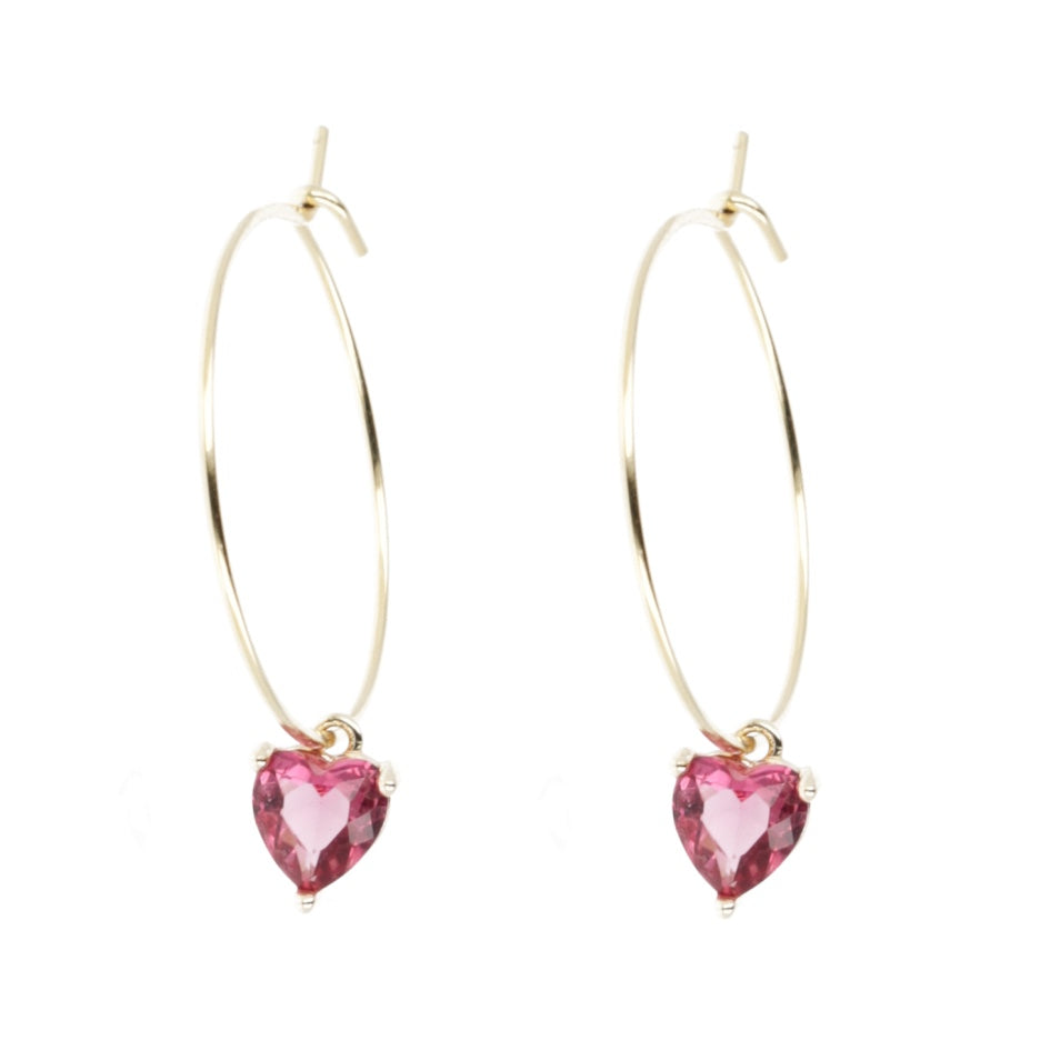 Bejewelled Heart Hoop Earrings