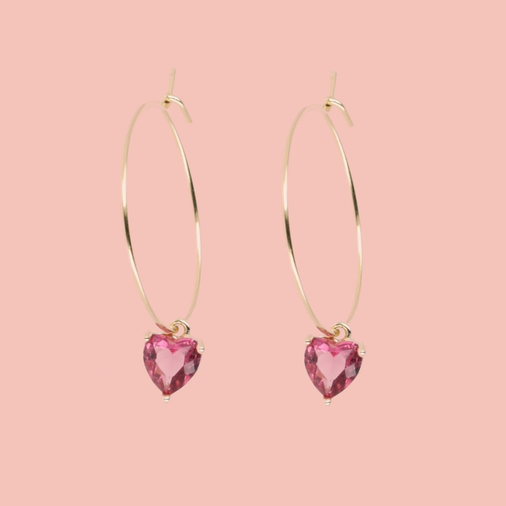 Bejewelled Heart Hoop Earrings