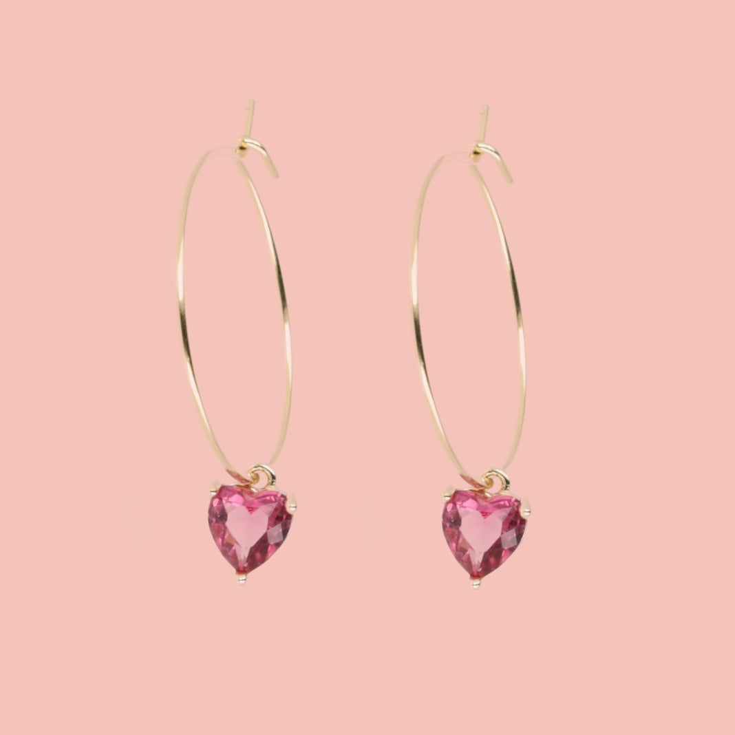 Bejewelled Heart Hoop Earrings