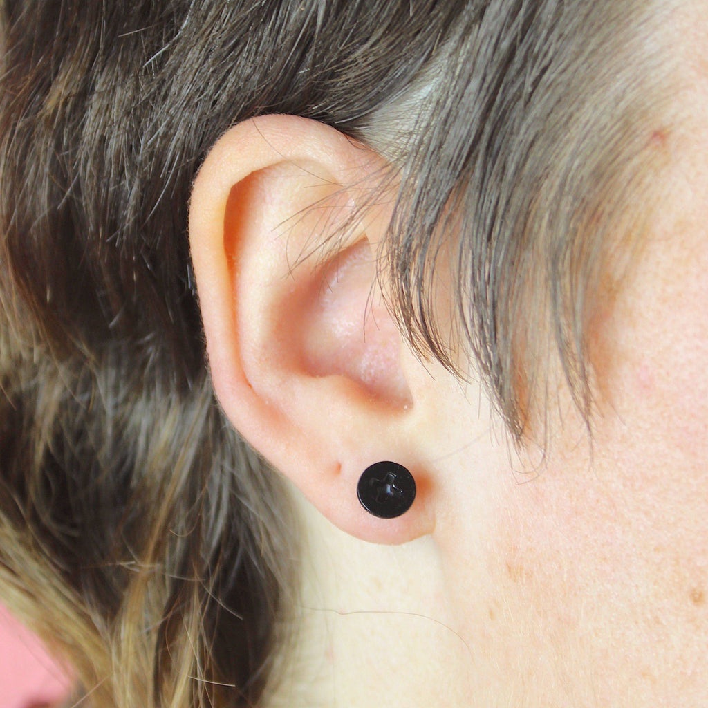 Black Screw Earrings