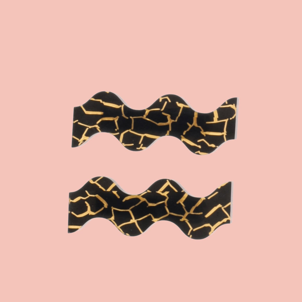 Black and Gold Wavy Hair Clips