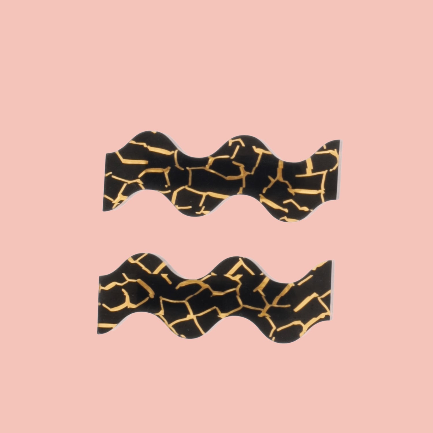 Black and Gold Wavy Hair Clips