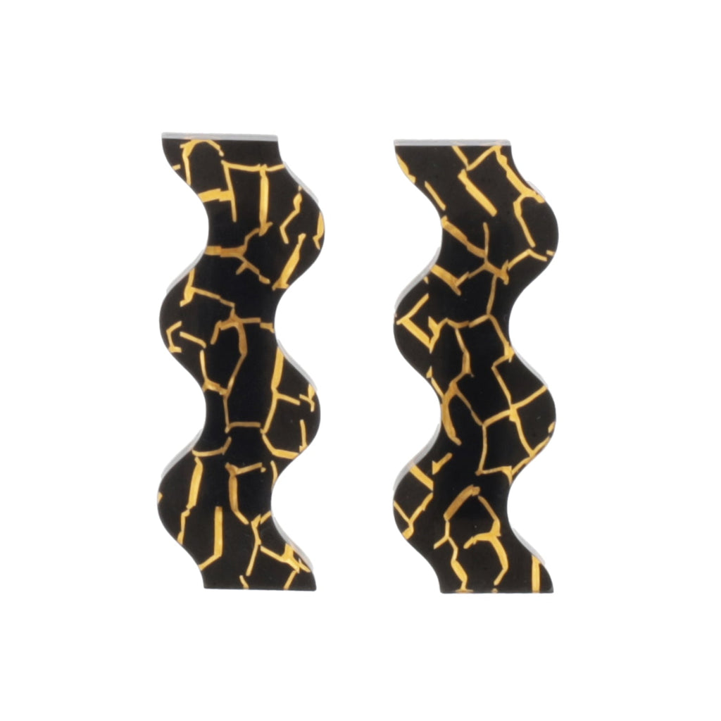 Black and Gold Wavy Hair Clips