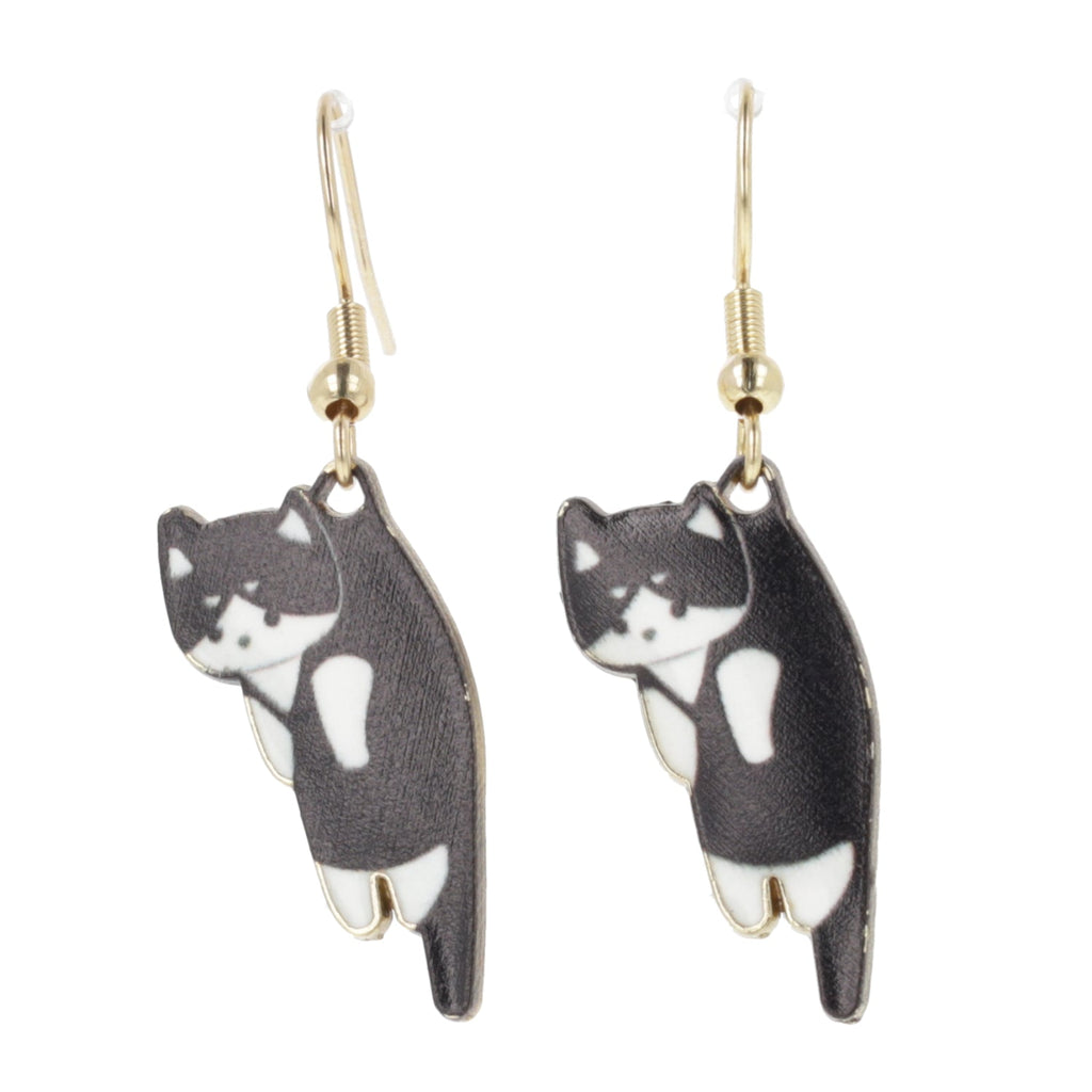 Black & White Cat Earrings (Gold Plated)