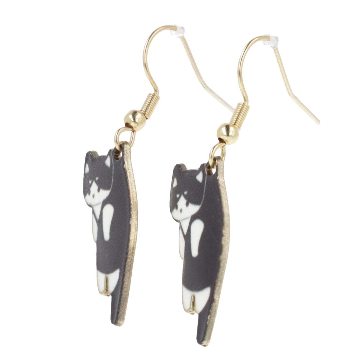 Black & White Cat Earrings (Gold Plated)