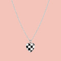 Black & White Heart Checkerboard Necklace