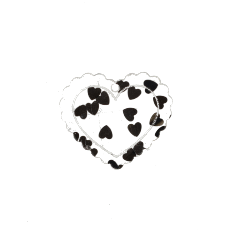 Black Confetti Heart Charm