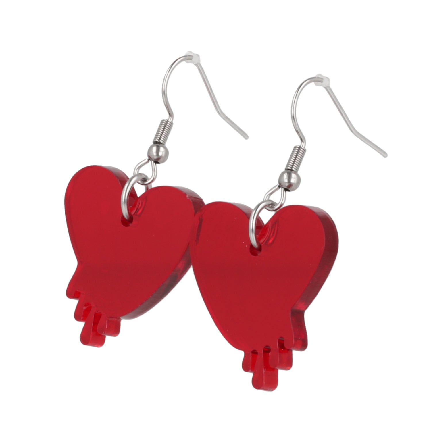 Bleeding Love Earrings - Transparent Red