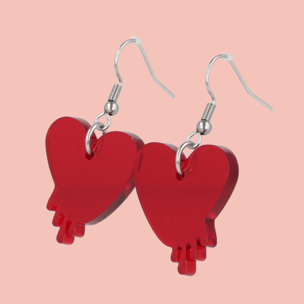 Bleeding Love Earrings - Transparent Red