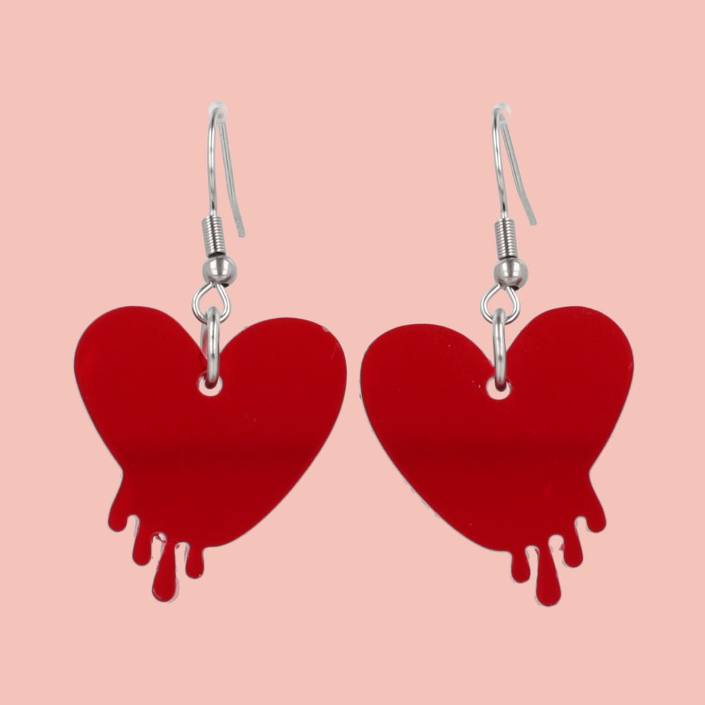 Bleeding Love Earrings - Transparent Red