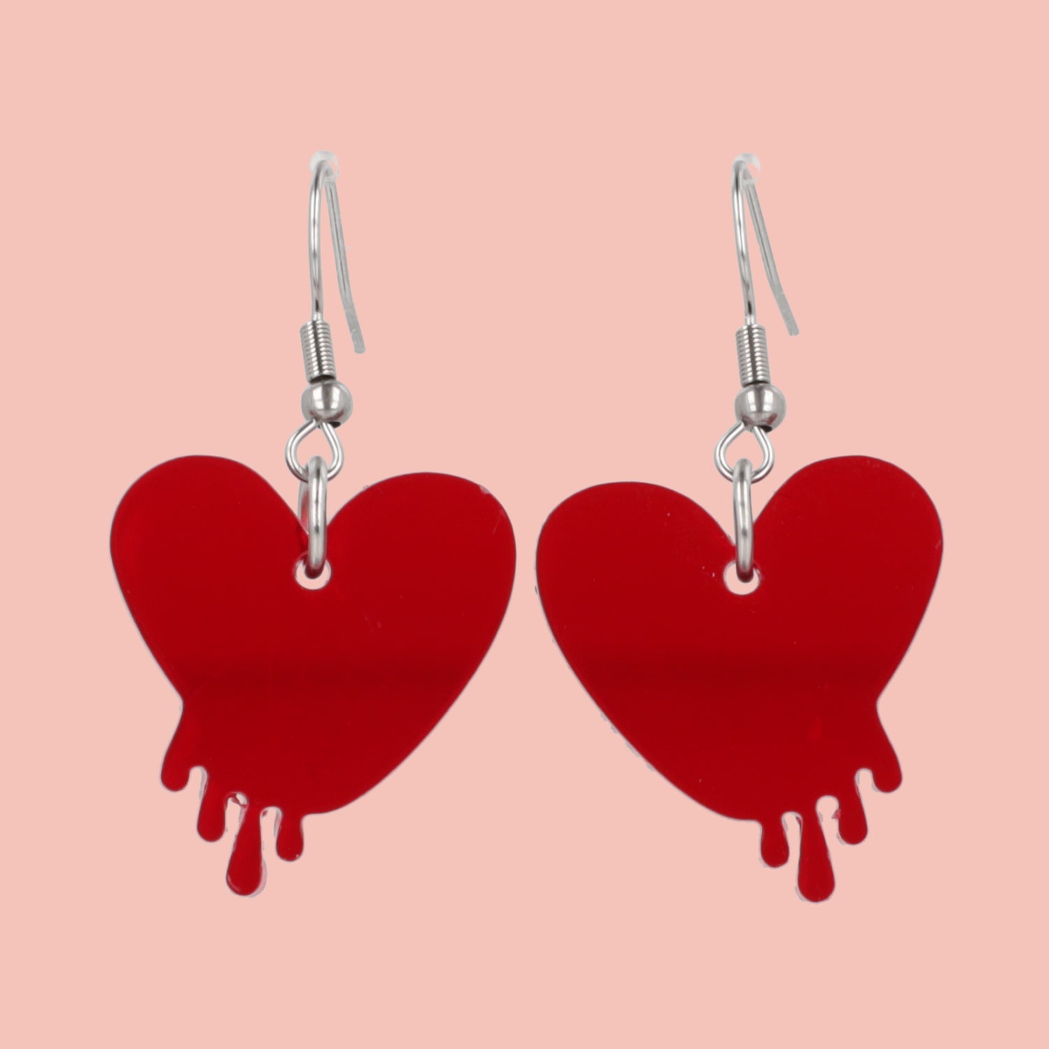 Bleeding Love Earrings - Transparent Red