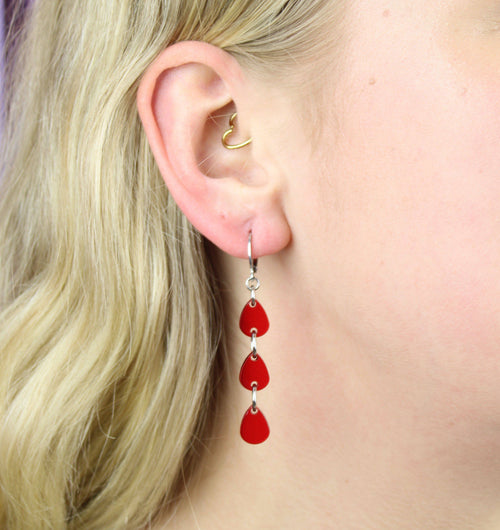 Blood Drip Huggie Hoop Earrings