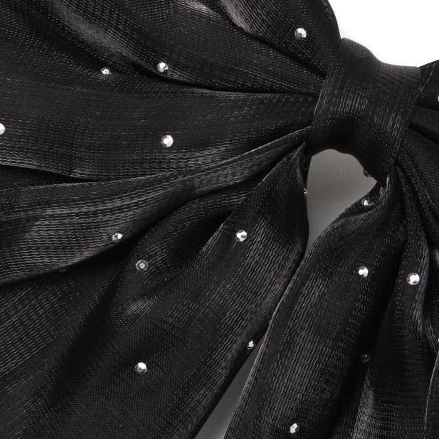 Black Diamante Bow Hair Clip